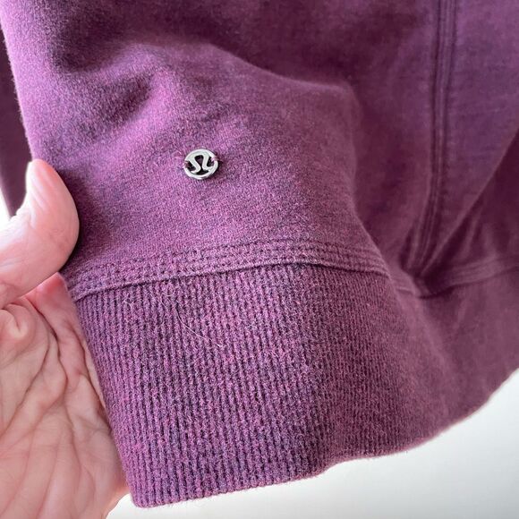 Lululemon Stress Less Hoodie Heathered Bordeaux Drama Burgundy Size 4 - Picture 8 of 8